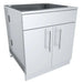 Three-quarter perspective of the Sunstone 30-inch outdoor island cabinet base showcasing the heavy-duty 304 stainless steel construction.