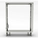 Front view of a 6-inch Sunstone spacer cabinet frame showing internal electrical junction box and adjustable leveling legs for outdoor kitchen installation.