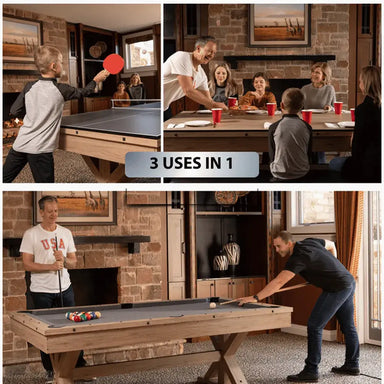Family fun with the Freetime Fun Rockford 3-in-1 Multi-Game Table: Billiards, Table Tennis, and Dining