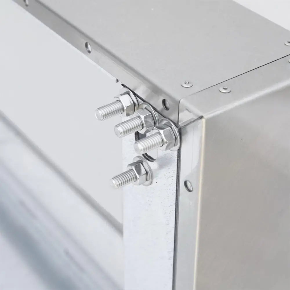 Summerset Spacer Bracket close-up of heavy-duty steel hardware for secure vent hood mounting.