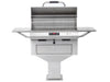Full front view of ElectriChef pedestal-mounted outdoor electric grill with lid open.
