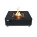 Elementi OFP101BB 60,000 BTU square porcelain fire table with active flame and bronze fire glass media.