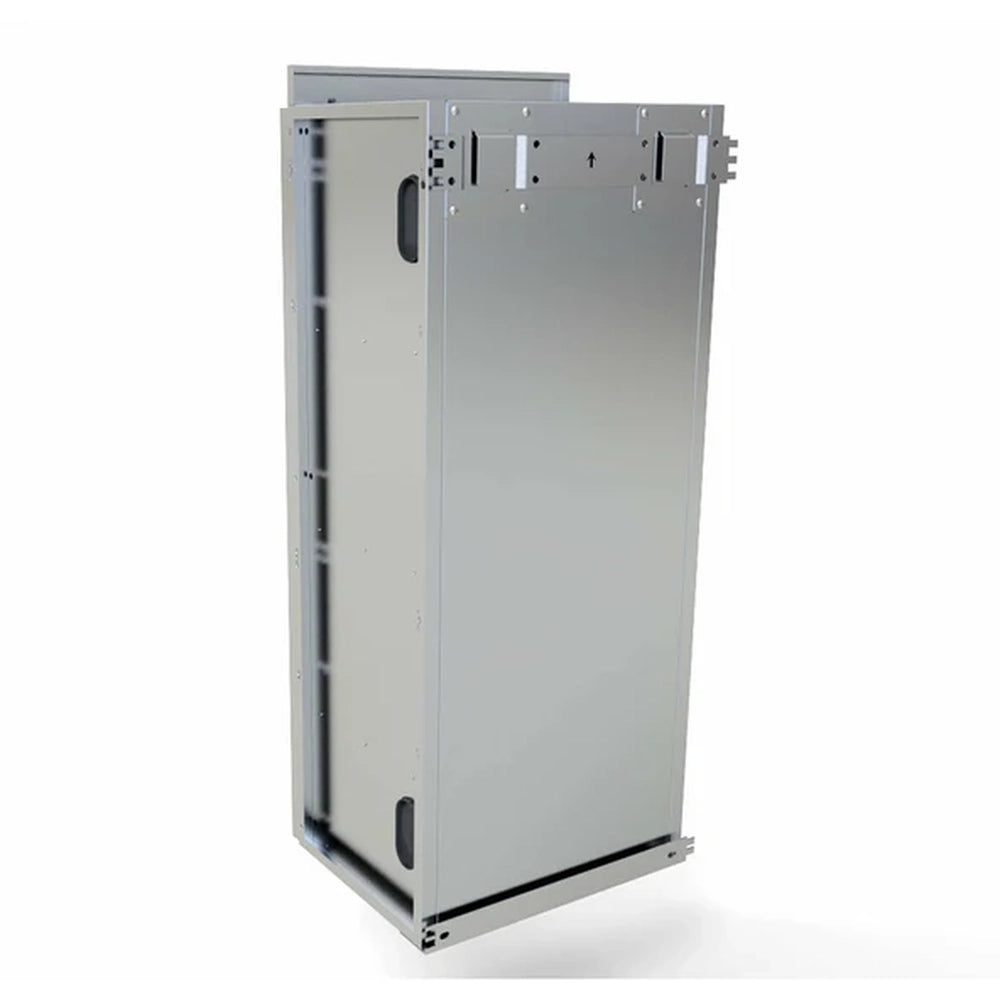Rear view of Sunstone SWC18FSDL 18-inch full height wall cabinet showing stainless steel mounting brackets and enclosed frame.