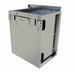 Rear angled view of the stainless steel upper wall cabinet with the back panel, mounting points, and cabinet frame exposed. The Sunstone SWC18CSDL cabinet design is shown from behind to highlight its build quality and installation structure.