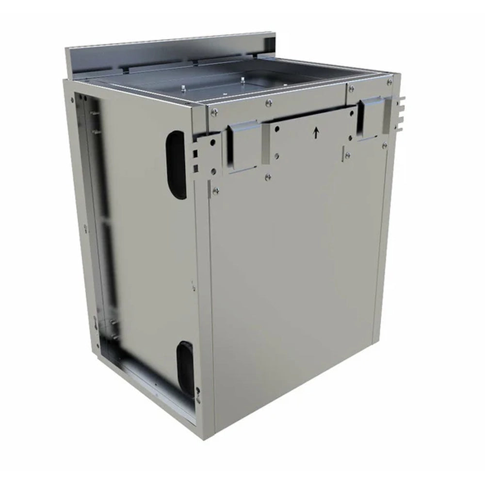 Rear view of Sunstone SWC18CSDR 18-inch stainless steel wall cabinet with secure mounting brackets and enclosed frame