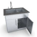 Outdoor kitchen base cabinet SBC36CDD by Sunstone used as a 36-inch sink base with double bowl sink.
