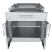 Interior view of the Sunstone SBC30CDD base cabinet with open double doors and an adjustable interior storage shelf for outdoor kitchens.