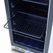 Summerset RFR-15S Refrigerator interior, close-up of adjustable wire shelves and blue LED lighting.