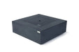 Elementi Plus Roraima fire table used as a patio coffee table with burner lid.