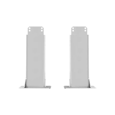 SunStar 560356 patio heater mount kit in 316 stainless steel, two fixed mounting brackets with base plates and bolt holes on white background.