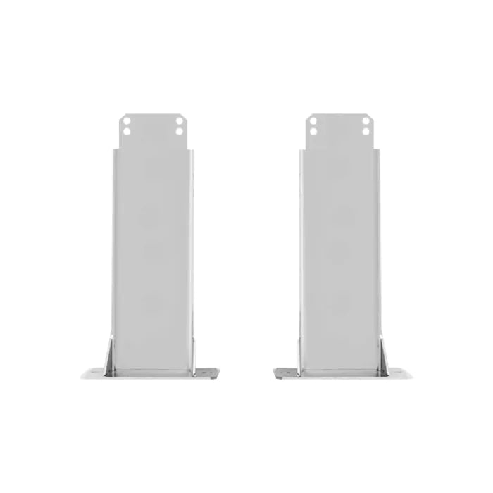 SunStar 560356 patio heater mount kit in 316 stainless steel, two fixed mounting brackets with base plates and bolt holes on white background.