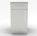 Front view of Sunstone SBC18CSDL 18-inch stainless steel outdoor kitchen cabinet featuring a top drawer and left-swing door with polished chrome handles.