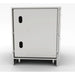 Side profile of the Sunstone 24-inch double door cabinet showing the adjustable leveling legs and integrated kick plate for a custom built-in look.