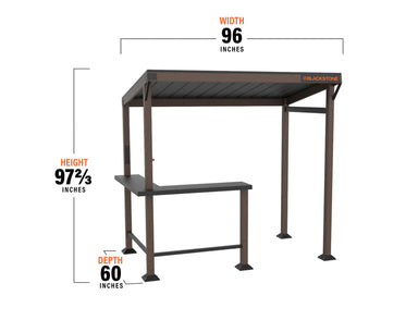 Blackstone Griddle Pavilion dimensions—96 inches wide, 60 inches deep, and 97.66 inches tall
