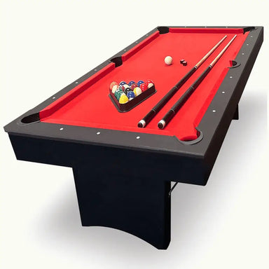 Freetime Fun Ashford 6-foot Pool Table with True Roll red felt playing surface and included accessories