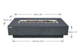 Dimensions for Elementi Hampton OFG139DG Fire Table 56" Dark Gray and 14 inch wide tank cover.