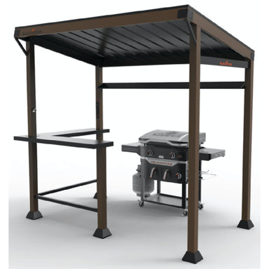 Studio image of Blackstone 5'x8' Griddle Pavilion with bartop counters and griddle placement”
