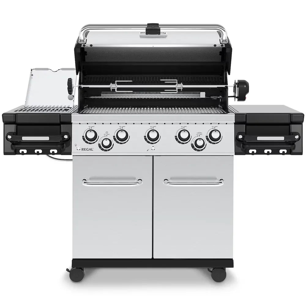 Broil King Regal S 590 Pro IR gas grill with lid open, front view