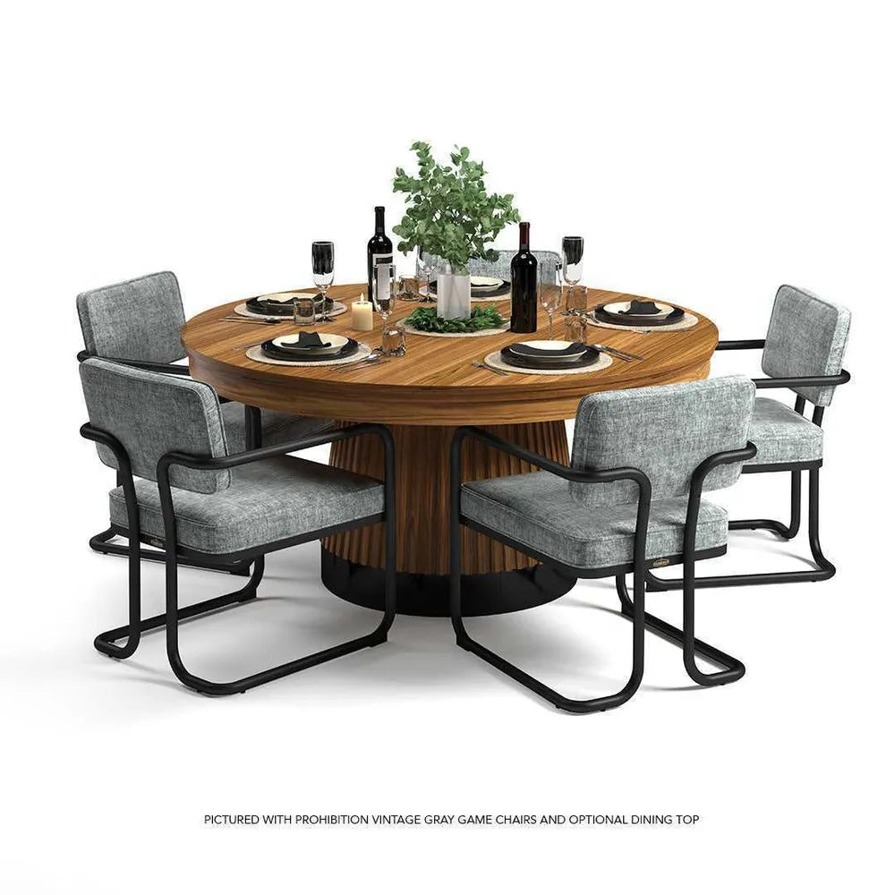 RAM Game Room PRO60TBL-W walnut dining top with gray chairs