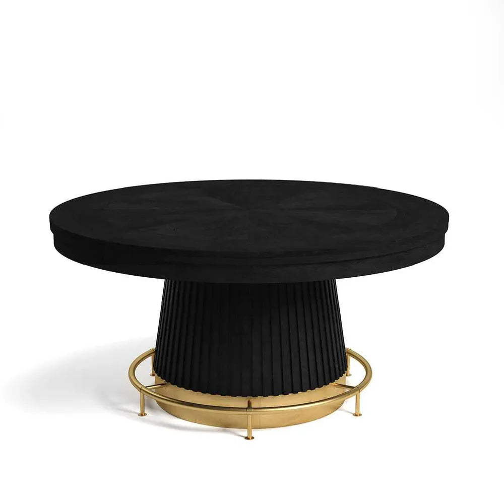 RAM Game Room PRO60TBL-B matte black round poker table with brass foot rail and fluted pedestal base