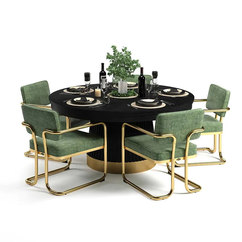 RAM Game Room PRO60TBL-B black poker table with green chairs