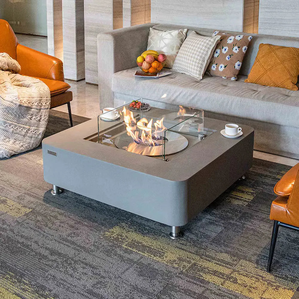 Elementi ECG02SG Perth Ethanol Fire Table, 40in Square
