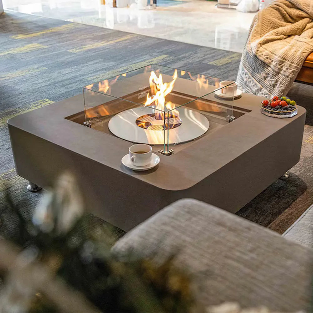 Elementi ECG02SG Perth Ethanol Fire Table, 40in Square