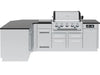 Front-facing view of the Broil King Imperial QS 590iJ Smart Grill Island with stainless steel storage drawers, iQue digital controller, and professional-grade gas grill.