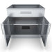 Interior view of Sunstone SBC36CDD cabinet showing the adjustable internal shelf and floor utility access.