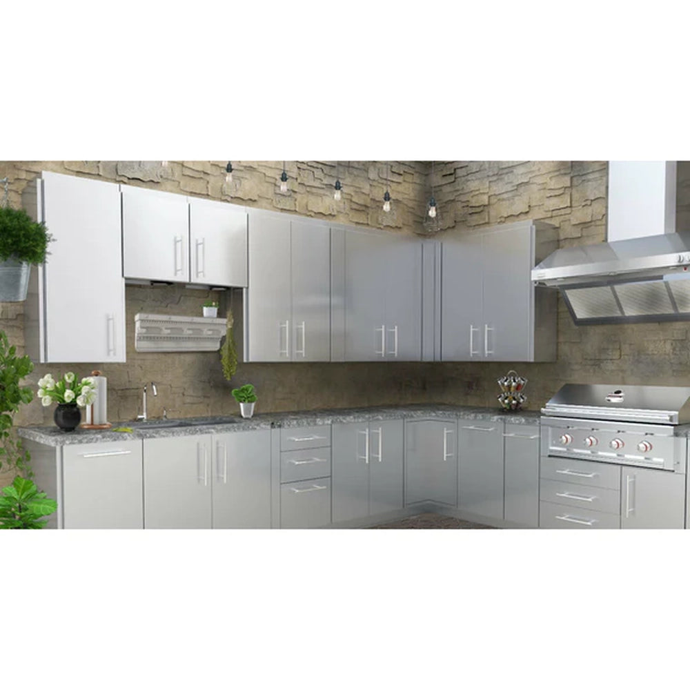Sunstone SWC18CSDR 18-inch upper wall right swing cabinet installed in a modern outdoor kitchen with stainless steel cabinetry
