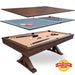 Freetime Fun Rockford 7ft Multi-Game Table with Pool, Table Tennis, and Dining Tops in elegant dark brown finish
