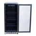 Summerset RFR-15S 15" Outdoor Refrigerator with glass door open, showing digital controls and shelves.