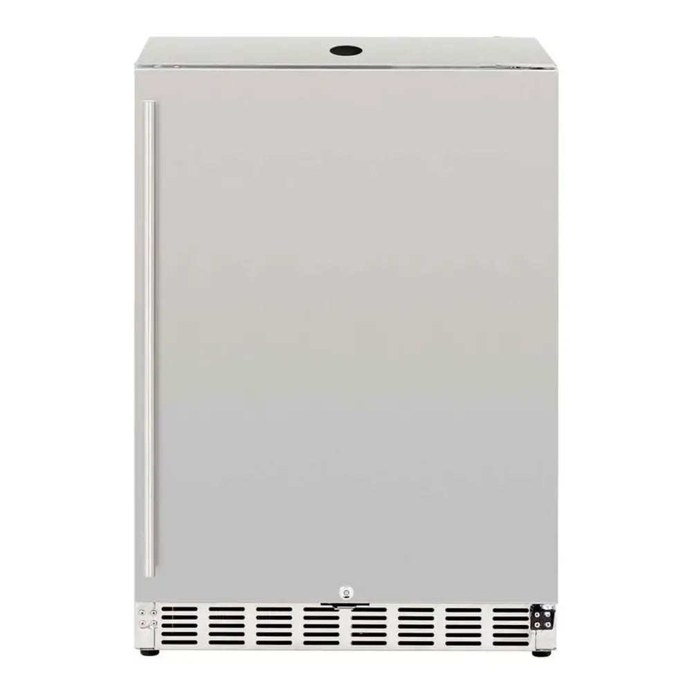 Summerset RFR-24DK 24" outdoor kegerator with stainless steel door, handle, and integrated lock.
