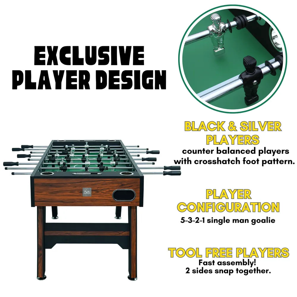 Infographic showcasing the Avenger's exclusive counterbalanced player design with crosshatch feet for better ball control.