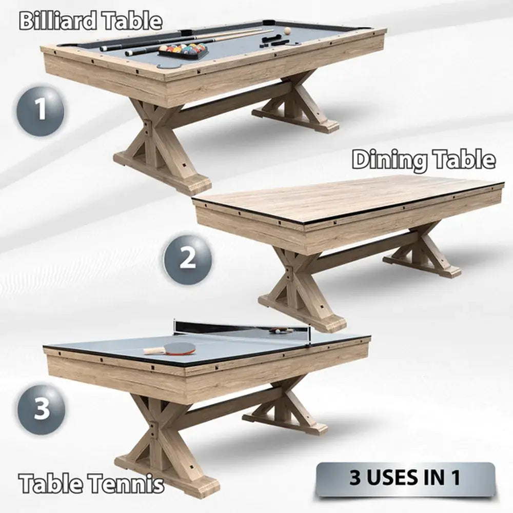 Freetime Fun Rockford 3-in-1 Uses: Convert from Billiard Table to Dining Table to Table Tennis Table