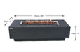 Dimensions for Elementi Granville OFG121DG Fire Table 60" Dark Gray showing width, height, and depth measurements.