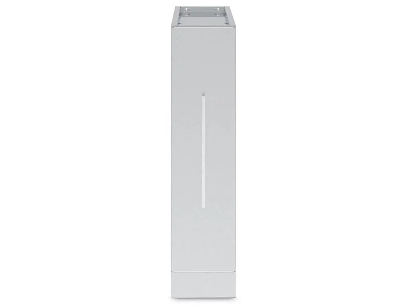 Front view of the Broil King 800060 Rear Panel Spice Cabinet Storage for outdoor kitchens, featuring a slim stainless steel profile and a long vertical handle.