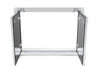 Open view of Broil King 800200 double stainless steel doors revealing the interior mounting frame and heavy-duty hinges for outdoor cabinet storage.