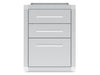 Front view of the Broil King 800510 stainless steel triple drawer storage assembly for outdoor kitchens.