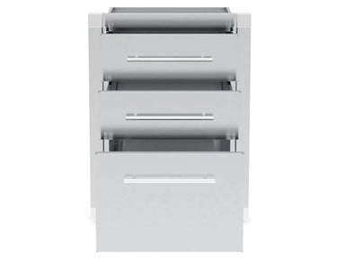 Broil King 800510 triple drawer storage unit with drawers slightly open showing interior depth.