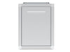 Front view of a Broil King 800810 stainless steel outdoor kitchen waste organizer cabinet with a modern bar handle.