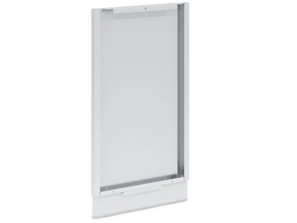 Angled perspective of the Broil King 802060 Small Cabinet Rear Panel showing mounting flanges and side profile.