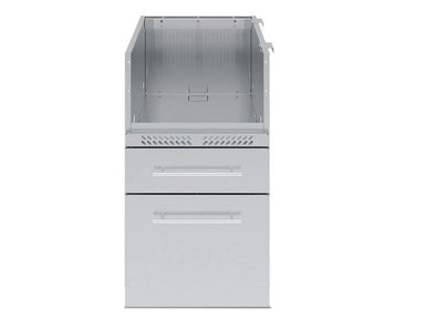 Straight front view of the Broil King S200 side burner cabinet model 802400 featuring stainless steel construction and integrated ventilation.