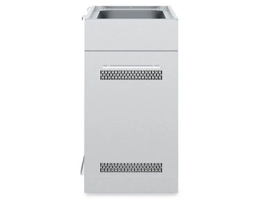 Front profile of Broil King 802700 cabinet base featuring dual-ventilation slots and a modern stainless steel handle.
