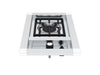 Top-down view of the Broil King Imperial S100 single side burner featuring a stainless steel frame and heavy-duty cast iron grate.