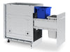 Fully extended Broil King 802800 waste organizer cabinet illustrating the heavy-duty drawer slides and removable bins for efficient outdoor waste management.