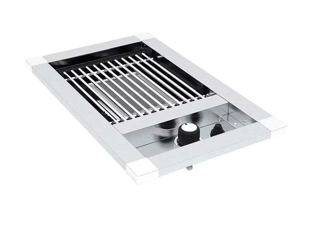 Angled top view of the Broil King Imperial S100 built-in infrared side burner for outdoor kitchen installations.