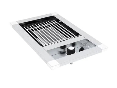 Angled top view of the Broil King Imperial S100 built-in infrared side burner for outdoor kitchen installations.