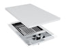 Broil King Imperial S100 Infrared Burner with a matching stainless steel protective lid cover hovering above the unit.