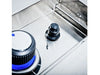Detailed view of the Broil King Imperial S100 control panel featuring a blue LED-lit knob and electronic ignition button.